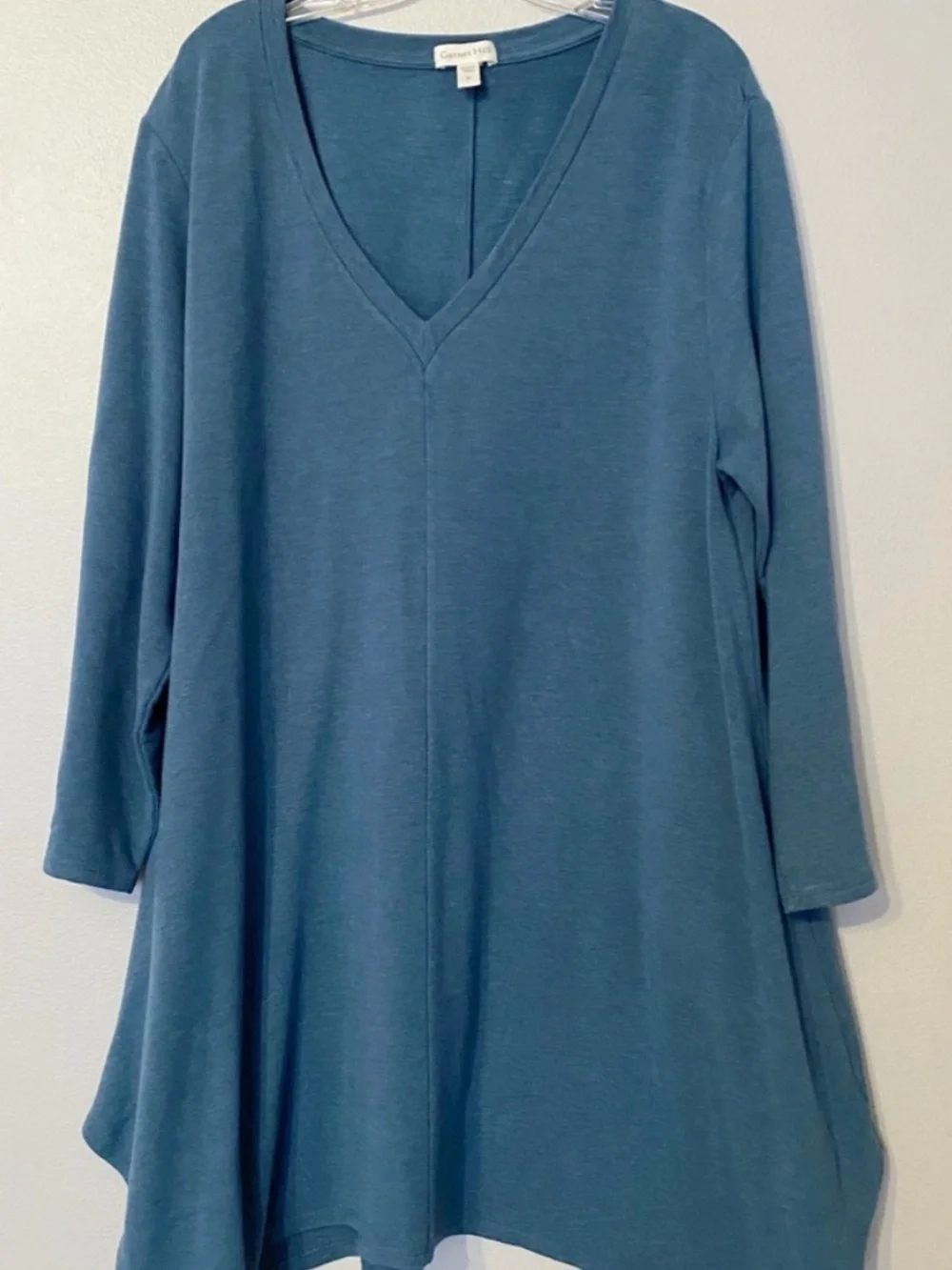Garnet Hill Pop-Over Knit Tunic Heathered Cyan Tencel
